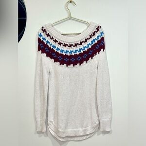 NWOT Market & Spruce Fair Isle Cotton Blend Pullover in Ivory - size Small